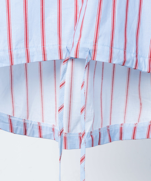 YARD PLUS（ヤードプリュス）の「YARD PLUS ストライプドローBIGシャツ（シャツ/ブラウス・メンズ・ホワイト/ブルー・LARGE/MEDIUM）」の9枚目の写真