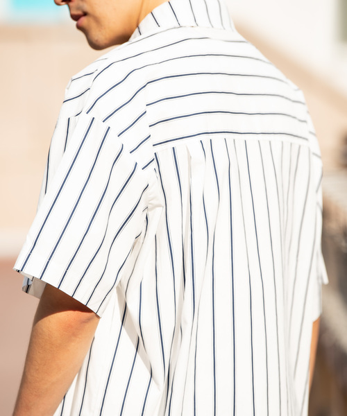 YARD PLUS（ヤードプリュス）の「YARD PLUS ストライプドローBIGシャツ（シャツ/ブラウス・メンズ・ホワイト/ブルー・LARGE/MEDIUM）」の15枚目の写真