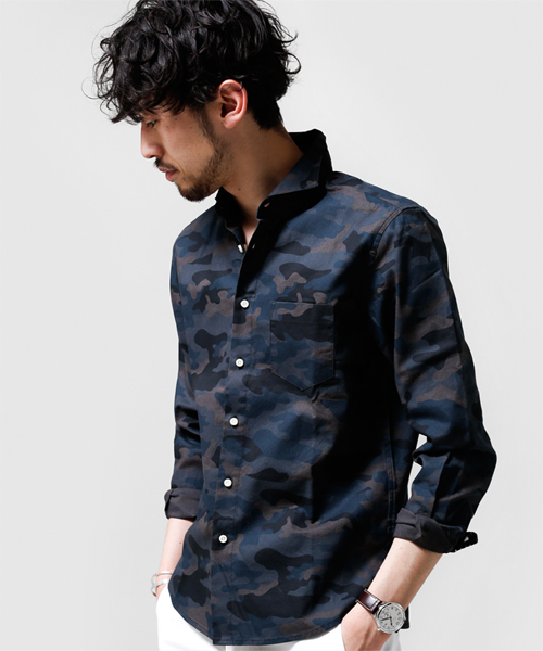 NANO universe（ナノユニバース）の「オリジナルメイサイプリントシャツ（シャツ/ブラウス・メンズ・ベージュ/チャコール/カーキ/ダークブルー・SMALL/X-LARGE/MEDIUM/LARGE）」の4枚目の写真