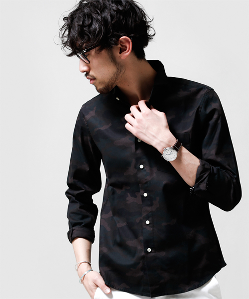 NANO universe（ナノユニバース）の「オリジナルメイサイプリントシャツ（シャツ/ブラウス・メンズ・ベージュ/チャコール/カーキ/ダークブルー・SMALL/X-LARGE/MEDIUM/LARGE）」の2枚目の写真