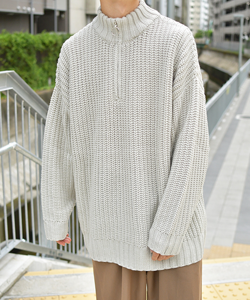 kutir(クティール)の「ハーフジップビッグニット(ニット/セーター・メンズ・ブラック/ベージュ/アイボリー・MEDIUM/LARGE/X-LARGE)」の15枚目の写真