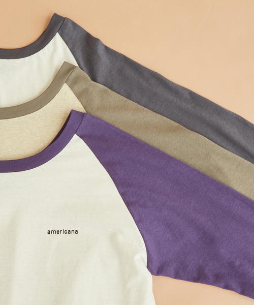 BEAUTY&YOUTH UNITED ARROWS(ビューティーアンドユースユナイテッドアローズ)の「【別注】<Americana(アメリカーナ)>ベースボールTシャツΨ:◆(Tシャツ/カットソー・レディース・オリーブ/ダークグレー/パープル・FREE)」の14枚目の写真