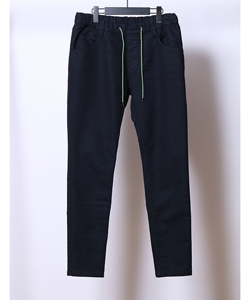 wjk（ダヴルジェイケイ）の「mp7383-knit denim easy デニムパンツ