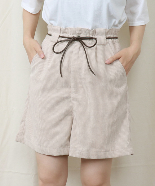 PairPair（ペアペア）の「コーデュロイ紐ベルト付きショートパンツ（その他パンツ・レディース・ライトブラウン/ライトグレー/アイボリー・FREE）」の13枚目の写真