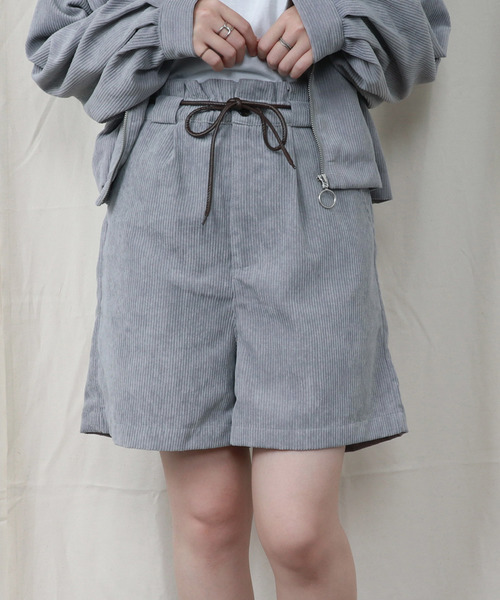 PairPair（ペアペア）の「コーデュロイ紐ベルト付きショートパンツ（その他パンツ・レディース・ライトブラウン/ライトグレー/アイボリー・FREE）」の19枚目の写真
