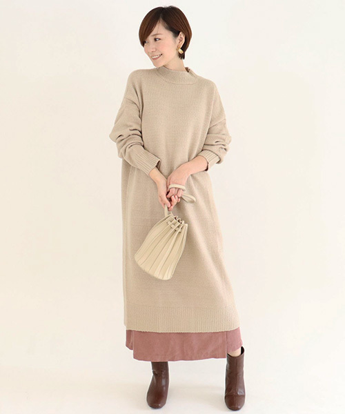 tiptop（ティップトップ）の「<pocket>【ZOZO限定アイテム】バックスリットハイネックワンピース（ワンピース・レディース・ブラック/ベージュ/ブラウン/アイボリー・FREE）」の14枚目の写真