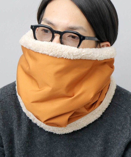 A.M.S.（エーエムエス）の「撥水加工 ポリエステル 2WAY 裏ボア ハイネックウォーマー（ネックウォーマー/スヌード・メンズ・ベージュ/ブラック/グリーン/ネイビー/カーキ/カモフラージュ/キャメル/ブルー/グレー/ブルー系その他/オフホワイト・FREE）」の17枚目の写真