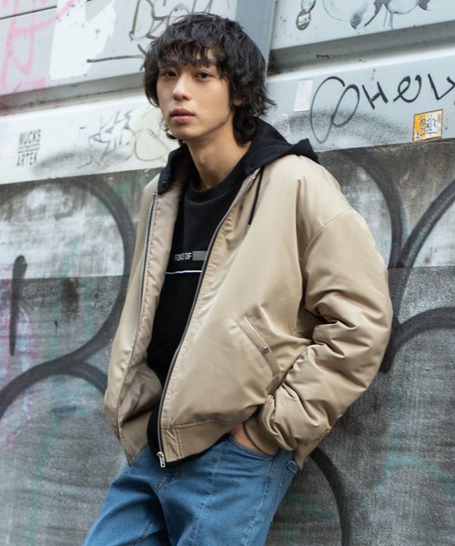 WEGO(ウィゴー)の「WEGO/フード付きMA-1(MA-1・メンズ・ブラック/カーキ/ベージュ・MEDIUM/LARGE)」の3枚目の写真