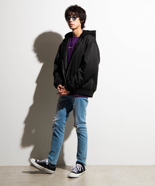 WEGO(ウィゴー)の「WEGO/フード付きMA-1(MA-1・メンズ・ブラック/カーキ/ベージュ・MEDIUM/LARGE)」の7枚目の写真