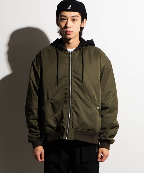 WEGO(ウィゴー)の「WEGO/フード付きMA-1(MA-1・メンズ・ブラック/カーキ/ベージュ・MEDIUM/LARGE)」の10枚目の写真