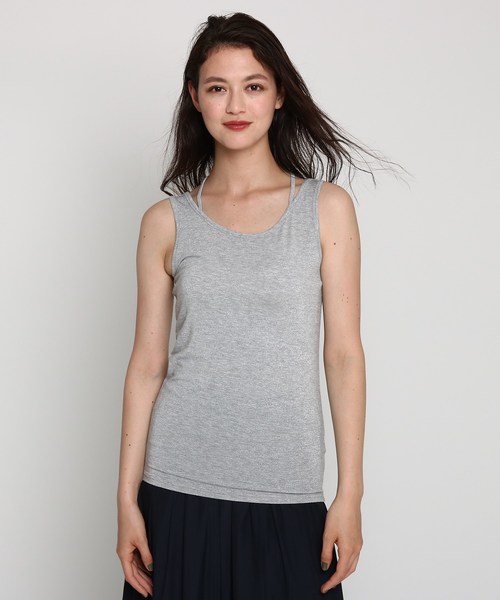 INDIVI（インディヴィ）の「[L]【マシンウォッシュ】バッククロスラメタンクトップ（タンクトップ・レディース・ブラック/ネイビー/ライトベージュ/チャコール・15 /13/19）」の6枚目の写真