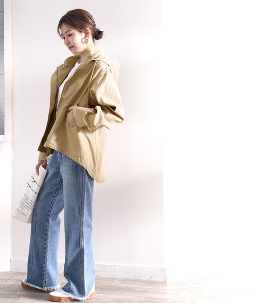 classicalelf（クラシカルエルフ）の「さらっと羽織れる。ラウンドヘムマウンテンパーカー（マウンテンパーカー・レディース・ブラック/カーキ/ライトベージュ/ナチュラル・MEDIUM/LARGE/X-LARGE/SMALL）」の10枚目の写真