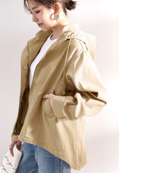 classicalelf（クラシカルエルフ）の「さらっと羽織れる。ラウンドヘムマウンテンパーカー（マウンテンパーカー・レディース・ブラック/カーキ/ライトベージュ/ナチュラル・MEDIUM/LARGE/X-LARGE/SMALL）」の11枚目の写真