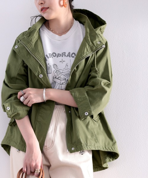 classicalelf（クラシカルエルフ）の「さらっと羽織れる。ラウンドヘムマウンテンパーカー（マウンテンパーカー・レディース・ブラック/カーキ/ライトベージュ/ナチュラル・MEDIUM/LARGE/X-LARGE/SMALL）」の17枚目の写真