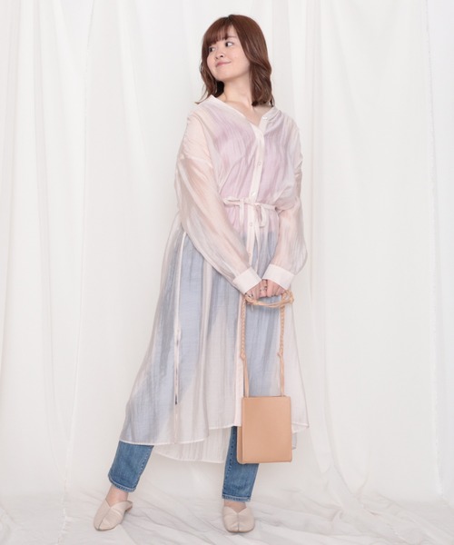 Cheek（チーク）の「シアーシャツワンピース（シャツワンピース・レディース・ラベンダー/アイボリー/オレンジ・MEDIUM）」の22枚目の写真