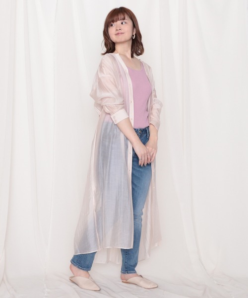 Cheek（チーク）の「シアーシャツワンピース（シャツワンピース・レディース・ラベンダー/アイボリー/オレンジ・MEDIUM）」の21枚目の写真