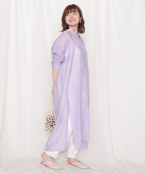 Cheek（チーク）の「シアーシャツワンピース（シャツワンピース・レディース・ラベンダー/アイボリー/オレンジ・MEDIUM）」の18枚目の写真