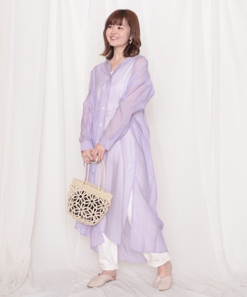 Cheek（チーク）の「シアーシャツワンピース（シャツワンピース・レディース・ラベンダー/アイボリー/オレンジ・MEDIUM）」の17枚目の写真