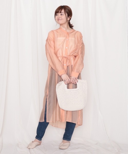 Cheek（チーク）の「シアーシャツワンピース（シャツワンピース・レディース・ラベンダー/アイボリー/オレンジ・MEDIUM）」の16枚目の写真