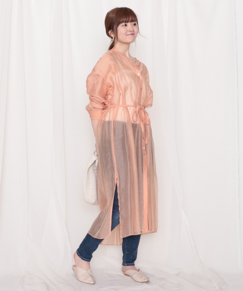 Cheek（チーク）の「シアーシャツワンピース（シャツワンピース・レディース・ラベンダー/アイボリー/オレンジ・MEDIUM）」の14枚目の写真