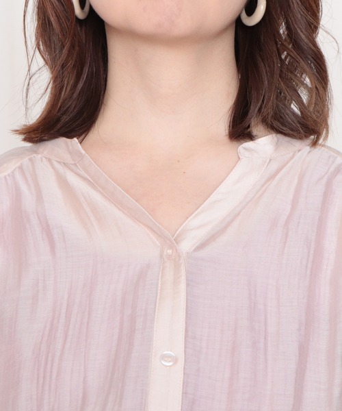 Cheek（チーク）の「シアーシャツワンピース（シャツワンピース・レディース・ラベンダー/アイボリー/オレンジ・MEDIUM）」の11枚目の写真