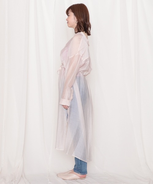 Cheek（チーク）の「シアーシャツワンピース（シャツワンピース・レディース・ラベンダー/アイボリー/オレンジ・MEDIUM）」の13枚目の写真