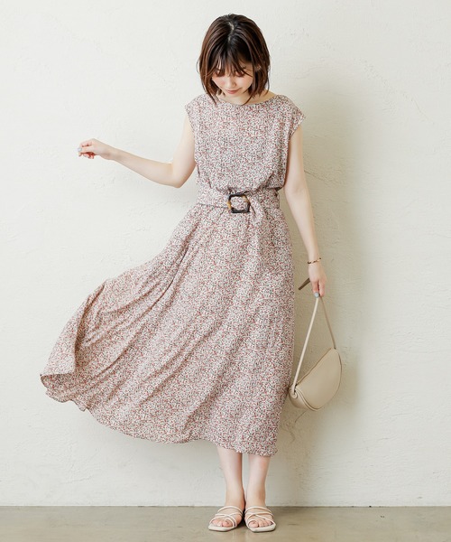 natural couture（ナチュラルクチュール）の「【WEB限定カラー有り】変形べっ甲ベルト涼しげワンピース（ワンピース・レディース・ブラック/パープル/ブルー/その他/チェック/ブラウン/グリーン/その他1・FREE）」の8枚目の写真