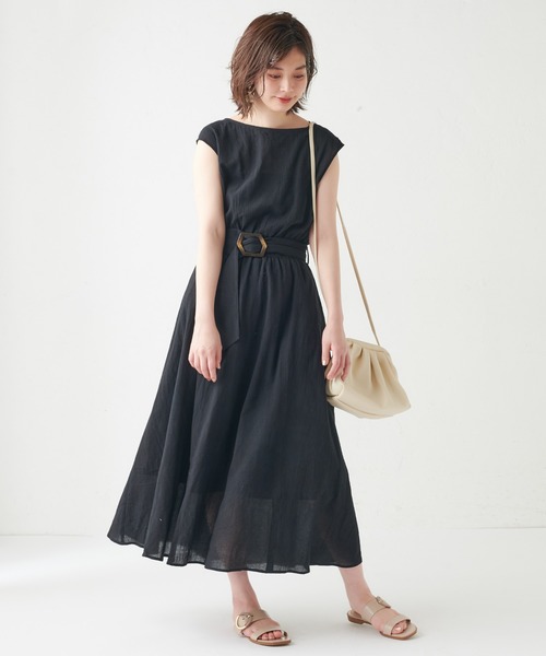 natural couture（ナチュラルクチュール）の「【WEB限定カラー有り】変形べっ甲ベルト涼しげワンピース（ワンピース・レディース・ブラック/パープル/ブルー/その他/チェック/ブラウン/グリーン/その他1・FREE）」の16枚目の写真