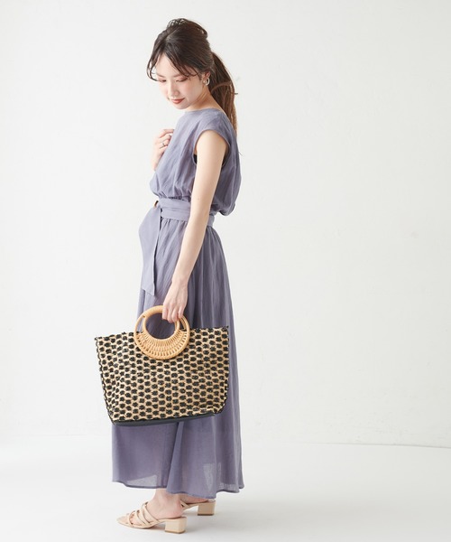 natural couture（ナチュラルクチュール）の「【WEB限定カラー有り】変形べっ甲ベルト涼しげワンピース（ワンピース・レディース・ブラック/パープル/ブルー/その他/チェック/ブラウン/グリーン/その他1・FREE）」の20枚目の写真