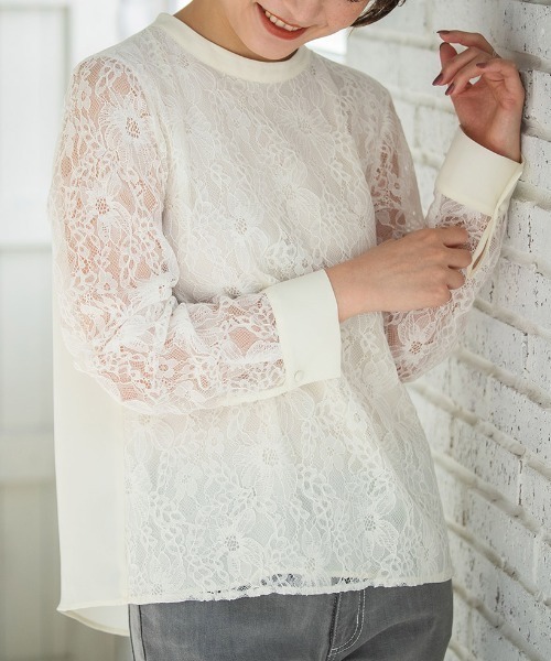 RANAN（ラナン）の「レースブラウス（シャツ/ブラウス・レディース・ブラック/オフホワイト・3L/L/LL/M）」の2枚目の写真