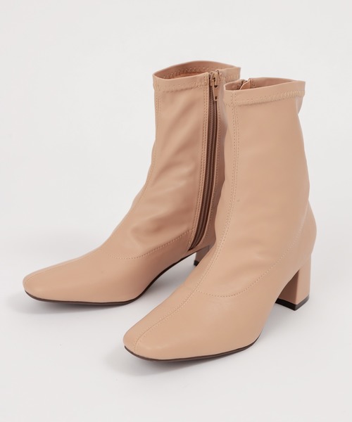 natural couture(ナチュラルクチュール)の「ストレッチミドルブーツ(ブーツ・レディース・ライトベージュ/アイボリー/ブラック/ブラウン・MEDIUM/LARGE)」の1枚目の写真