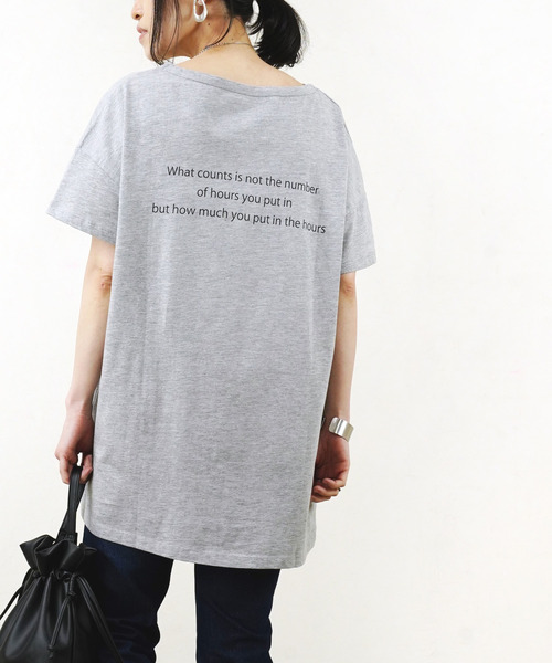 Fizz（フィズ）の「【Fizz/フィズ】　バックプリントビッグTシャツ（Tシャツ/カットソー・レディース・ブラック/オフホワイト/カーキ/グレー/ブルー・M）」の3枚目の写真