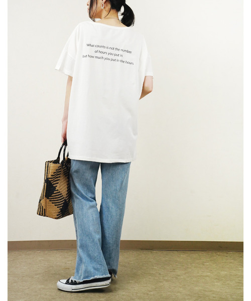 Fizz（フィズ）の「【Fizz/フィズ】　バックプリントビッグTシャツ（Tシャツ/カットソー・レディース・ブラック/オフホワイト/カーキ/グレー/ブルー・M）」の15枚目の写真