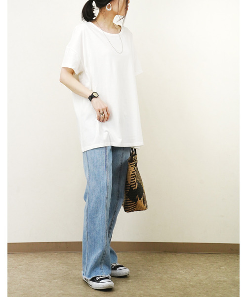 Fizz（フィズ）の「【Fizz/フィズ】　バックプリントビッグTシャツ（Tシャツ/カットソー・レディース・ブラック/オフホワイト/カーキ/グレー/ブルー・M）」の16枚目の写真