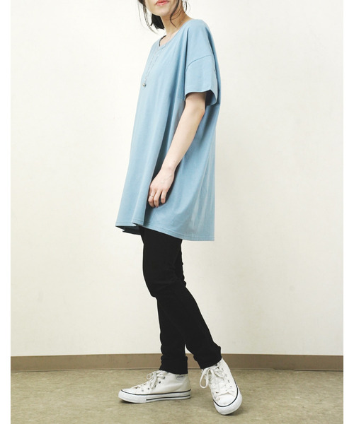 Fizz（フィズ）の「【Fizz/フィズ】　バックプリントビッグTシャツ（Tシャツ/カットソー・レディース・ブラック/オフホワイト/カーキ/グレー/ブルー・M）」の19枚目の写真