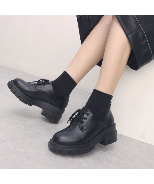 attagirl(アタガール)の「厚底 レースアップ シューズ(ドレスシューズ・レディース・レオパード/ブラック系その他/ブラック・LL/L/S/M)」の7枚目の写真