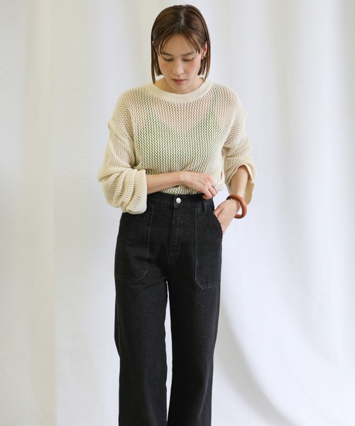 select MOCA(セレクトモカ)の「ベイカーニュアンスデニム(デニムパンツ・レディース・ブラック/インディゴブルー/アイボリー・SMALL/MEDIUM)」の20枚目の写真