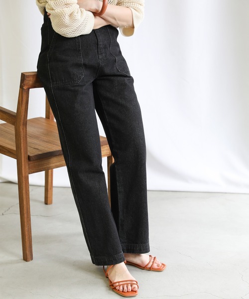 select MOCA(セレクトモカ)の「ベイカーニュアンスデニム(デニムパンツ・レディース・ブラック/インディゴブルー/アイボリー・SMALL/MEDIUM)」の22枚目の写真