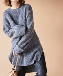 un dix cors（アンディコール）の「【ミックスカラーの糸が可愛い】MIXヤーン畦チュニック（ミドル丈）（ニット/セーター）」