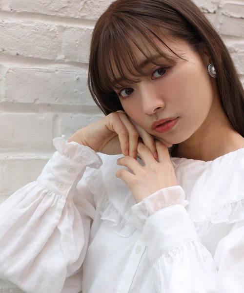 one after another NICE CLAUP(ワンアフターアナザーナイスクラップ)の「ビックカラーフリル衿ブラウス(シャツ/ブラウス・レディース・オフホワイト/ベージュ/チェック・FREE)」の14枚目の写真