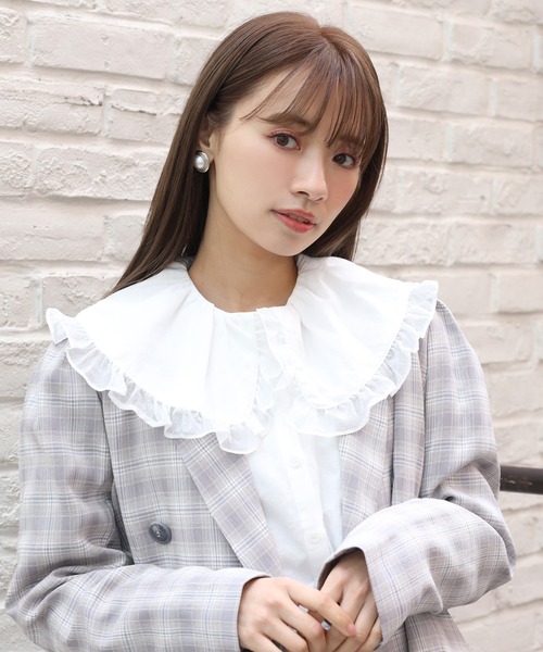 one after another NICE CLAUP(ワンアフターアナザーナイスクラップ)の「ビックカラーフリル衿ブラウス(シャツ/ブラウス・レディース・オフホワイト/ベージュ/チェック・FREE)」の12枚目の写真