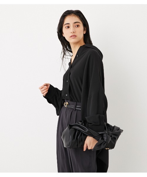 rienda（リエンダ）の「ハンドルリボンギャザーバッグ（ハンドバッグ・レディース・ブラック/アイボリー・FREE）」の8枚目の写真