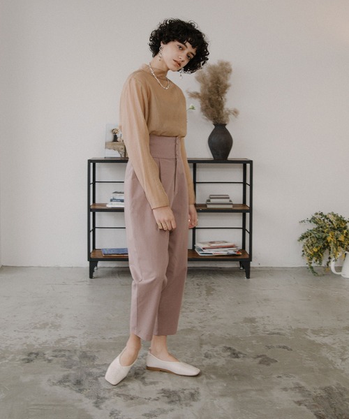 ACCL（エーシーシーエル）の「ビッグボタンハイウエストパンツ（その他パンツ・レディース・ベージュ/マスタード/ダークパープル・MEDIUM/SMALL）」の12枚目の写真