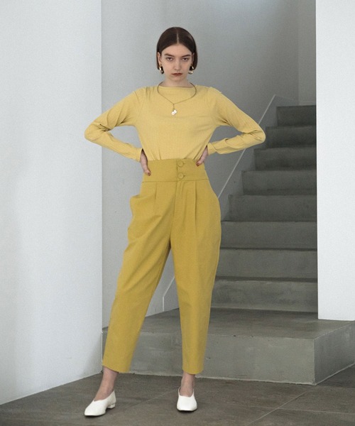 ACCL（エーシーシーエル）の「ビッグボタンハイウエストパンツ（その他パンツ・レディース・ベージュ/マスタード/ダークパープル・MEDIUM/SMALL）」の18枚目の写真