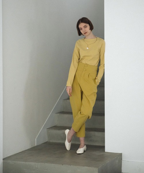 ACCL（エーシーシーエル）の「ビッグボタンハイウエストパンツ（その他パンツ・レディース・ベージュ/マスタード/ダークパープル・MEDIUM/SMALL）」の20枚目の写真