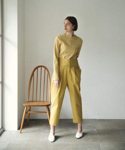 ACCL（エーシーシーエル）の「ビッグボタンハイウエストパンツ（その他パンツ・レディース・ベージュ/マスタード/ダークパープル・MEDIUM/SMALL）」の21枚目の写真