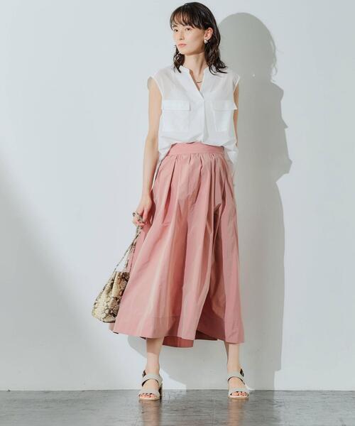 green label relaxing（グリーンレーベルリラクシング）の「FFC ランダムタック メモリー スカート（スカート・レディース・ピンク/ナチュラル/ターコイズブルー・38/36）」の20枚目の写真