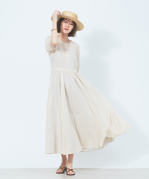 Rouge vif（ルージュヴィフ）の「ドットオーガンジーワンピース（ワンピース・レディース・ベージュ/ブラック・36/38）」の8枚目の写真