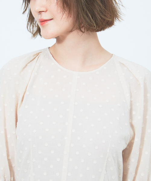 Rouge vif（ルージュヴィフ）の「ドットオーガンジーワンピース（ワンピース・レディース・ベージュ/ブラック・36/38）」の14枚目の写真