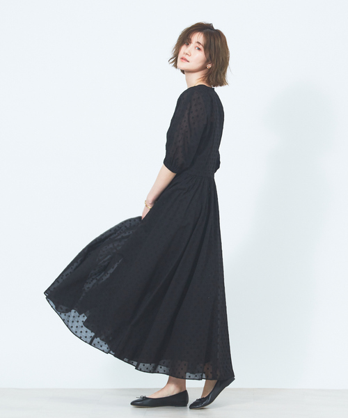 Rouge vif（ルージュヴィフ）の「ドットオーガンジーワンピース（ワンピース・レディース・ベージュ/ブラック・36/38）」の7枚目の写真